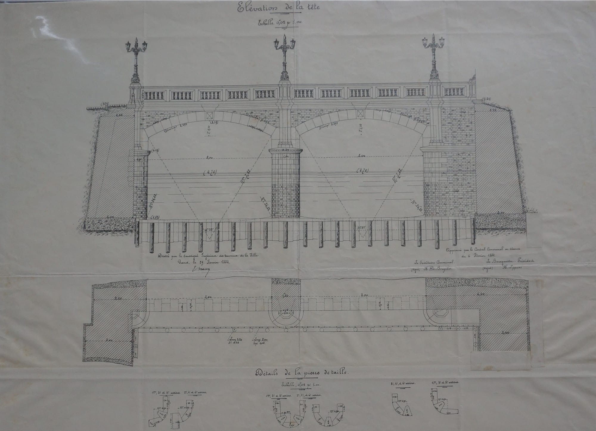 1884 overwelven Nederschelde - tekening Emile Braun - stadsarchief gent